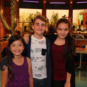 Riley Go, Buddy Handleson and Lillimar, on the set of Nickelodeon's Bella and the Bulldogs.