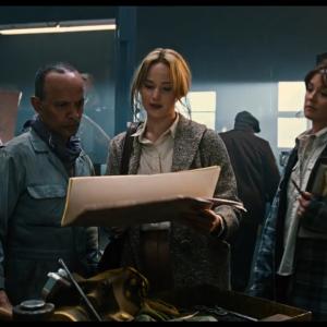 Still of Jennifer Lawrence, Elisabeth Rohm, and Pedro Sabino in David O' Russell's film Joy 2015.