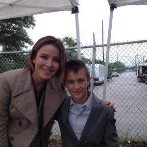 Trent and Christa Miller on set of Hot Air Trent plays the role of her son