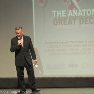 David Hooper speaking at the premiere of The Anatomy of a Great Deception