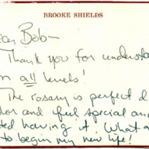 Note to Bob DeBrino from Brooke Shields