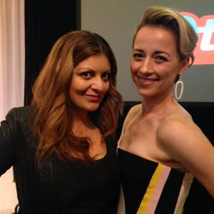 Patricia Chica (director) and Karine Vanasse (actress) at the Canadian Stars pre-Oscars party in Beverly Hills, CA