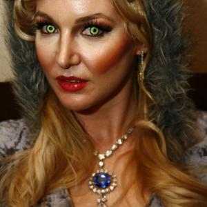 Halloween Hostess costume as a bejeweled werewolf wearing the Hope Diamond