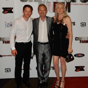 Dean Kirkright, Michael Maguire and Toni McGhee at the premiere of 'Charlie's Farm'.