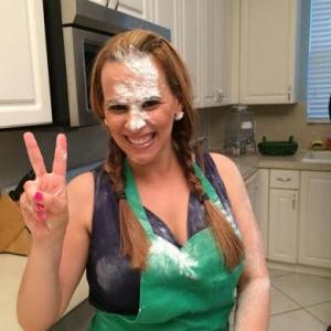 On set with Flour all over my face, and it wasn't an accident. Love what I do. 4/2015.
