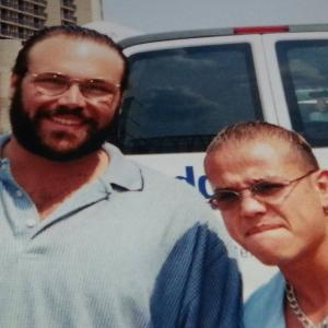 Me and Rey Mysterio Jr before a wrestling event.