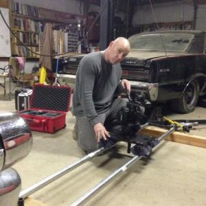 Mark Dossett setting up a low angle dolly shot for AS THEY FALL.