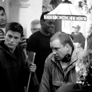 Lawrence Roeck directing Scott Eastwood on The Forger