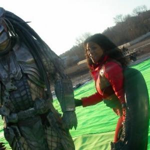 On location in PragueAVP Alien Vs Predator Lead stunt double for Sanaa Lathan