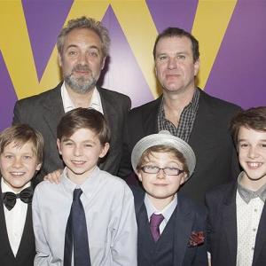Sam Mendes, Douglas Hodge and The Charlies (from left to right Jack Costello, Tom Klenerman, Louis Suc, Isaac Rouse)