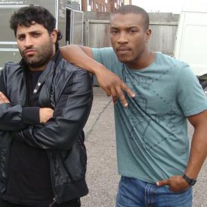 Here as Majid with Actor Ashley Walters on set of BBC Drama INSIDEMEN