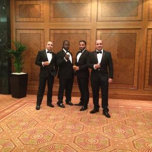 2014 Media Awards London with Actors from left to right Gerald HorlerCarlos HewingsThaer AlShayei  Rhys Horler