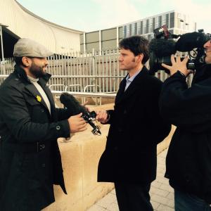 Interview with BBC Wales News about National theatre Wales street theatre play BORDERGAME