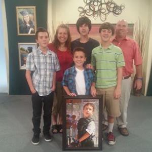 Jordan and his family on the set of an Info-mercial called 