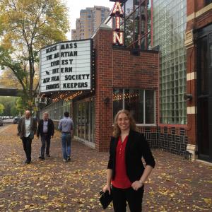 Lauren Barker in front of the historic St Anthony Main Theatre in Minneapolis MN for the Minneapolis Underground Film Festival 8 October 2015
