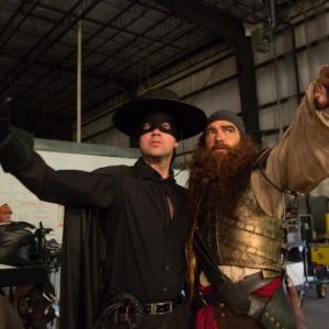 October 31, 2013 - On set of Spongebob 2. I decided to surprise Antonio Banderas by dressing up as Zorro. He loved it!