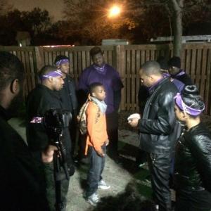 Telvin Griffin on set filming Peace Park