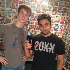 Creator and former host of Equals Three Ray William Johnson with Robby Motz and a beer
