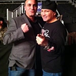 Arthur Hiou and Vinny Paz on set for Bleed For This