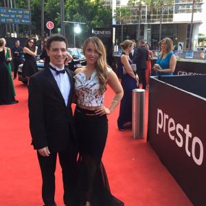Steven Carnuccio and Shanae Brown at the AACTA red carpet event in 2015