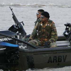 Venezuelan gun boat escort; 11-hundred mile boat race on Orinoco River; Documentary for ESPN