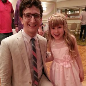 Zoe McGahaSchletter on set of Garfunkle and Oats 2014 with Paul Rust