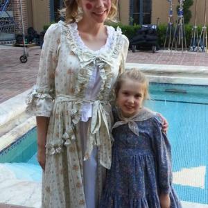 Zoe McGahaSchletter on set of Another Period 2015 with Riki Lindhome