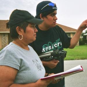 Scott Mena giving direction to Liz Mena during the filming of REST IN PEACE