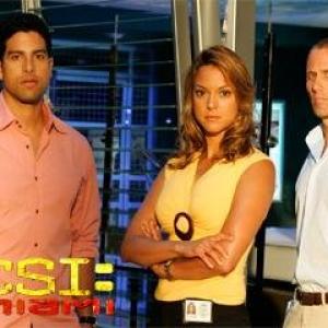 Still of Rob Estes Eva LaRue and Adam Rodriguez in CSI Majamis 2002