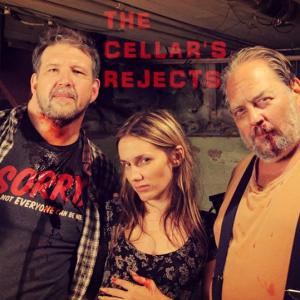 So the main actors for Cellar Secret gather for a picture and director Michael Wade Johnson added his own little funny touch  Me with actors Derek Cook  Joe DeBartolo