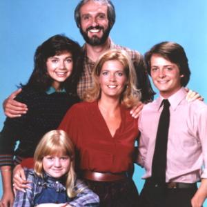 Michael with the FAMILY TIES cast Justine Bateman Meredith Baxter Michael J Fox and Tina Yothers