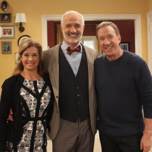 Nancy Travis Michael Gross and Tim Allen on the set of Last Man Standing during Michaels guest appearance in 2014