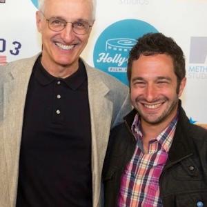Michael Gross and Guest House filmmaker Aaron Wolf on the red carpet at the Holly Shorts Film Festival Manns Chinese Theatre Hollywood CA August 15 2013