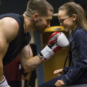 Still of Jake Gyllenhaal and Oona Laurence in Southpaw 2015