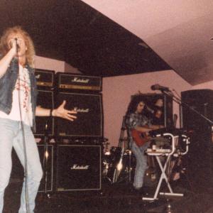 AMERICADE at rehearsals in Brooklyn NY Mark Weitz left vocals and Gerard de Marigny right guitar keyboards  c 1989
