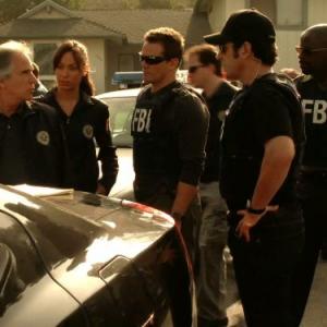 Still of Rob Morrow, Henry Winkler, Alimi Ballard, Dylan Bruno and Aya Sumika in Numb3rs (2005)
