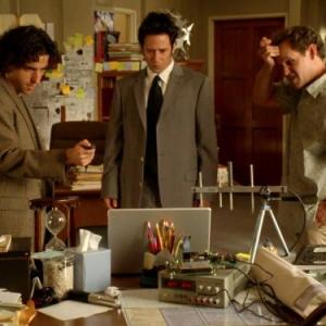 Still of Peter MacNicol Rob Morrow and David Krumholtz in Numb3rs 2005