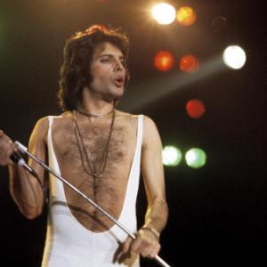 Queens Freddie Mercury performing
