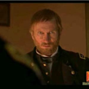 Bill Oberst Jr. as General William Tecumseh Sherman watches Atlanta burn in SHERMAN'S MARCH.