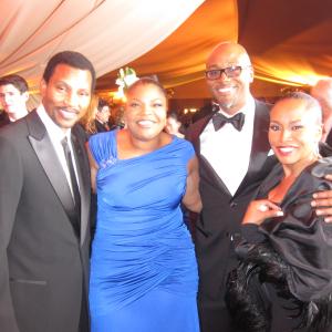 Jenifer Lewis and Mo'Nique attend the 2010 Academy Awards ceremony.
