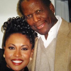 Mr Poitier greets Ms Lewis backstage after her one woman show