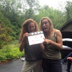 Adi Globus and Claire Hampsey on the set of Perception