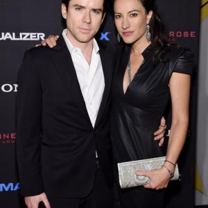 Christian Campbell with wife America Olivo at The Equalizer Premiere NYC