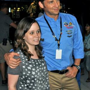 Morgan Duffey, 2012 with Josh Lucas on set of Space Warriors.