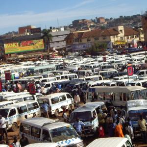 Taxi Park in downtown Kampala. Where is the bus to Mukono?