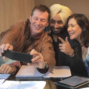 Satinder Sartaaj with Dee Cannon acting coach and Jason flemyng supporting actor in London 2014
