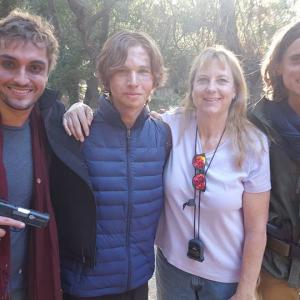 Alec Whaite, Raam Weinfeld, Elayne Oxborrow and Baker Chase on the set of Amaranth.