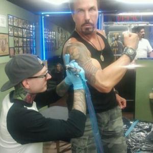 Adrenaline Man aka AndreRelentless Alexsen Host Tatt touch up before release of season one we deal in real blood sweat and fears !God Bless America and our Troops and their families!