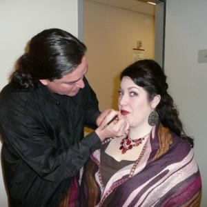 Makeup application at the Seattle Opera