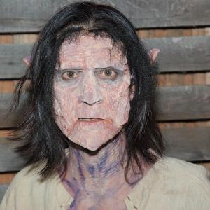 Close up of Deborah Smith Ford as Helldam on location on film set Makeup took approximately 34 hours total on face and body